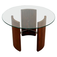 Mid-Century Modern Sculptural Walnut Chrome Radius Side Table Vladimir Kagan