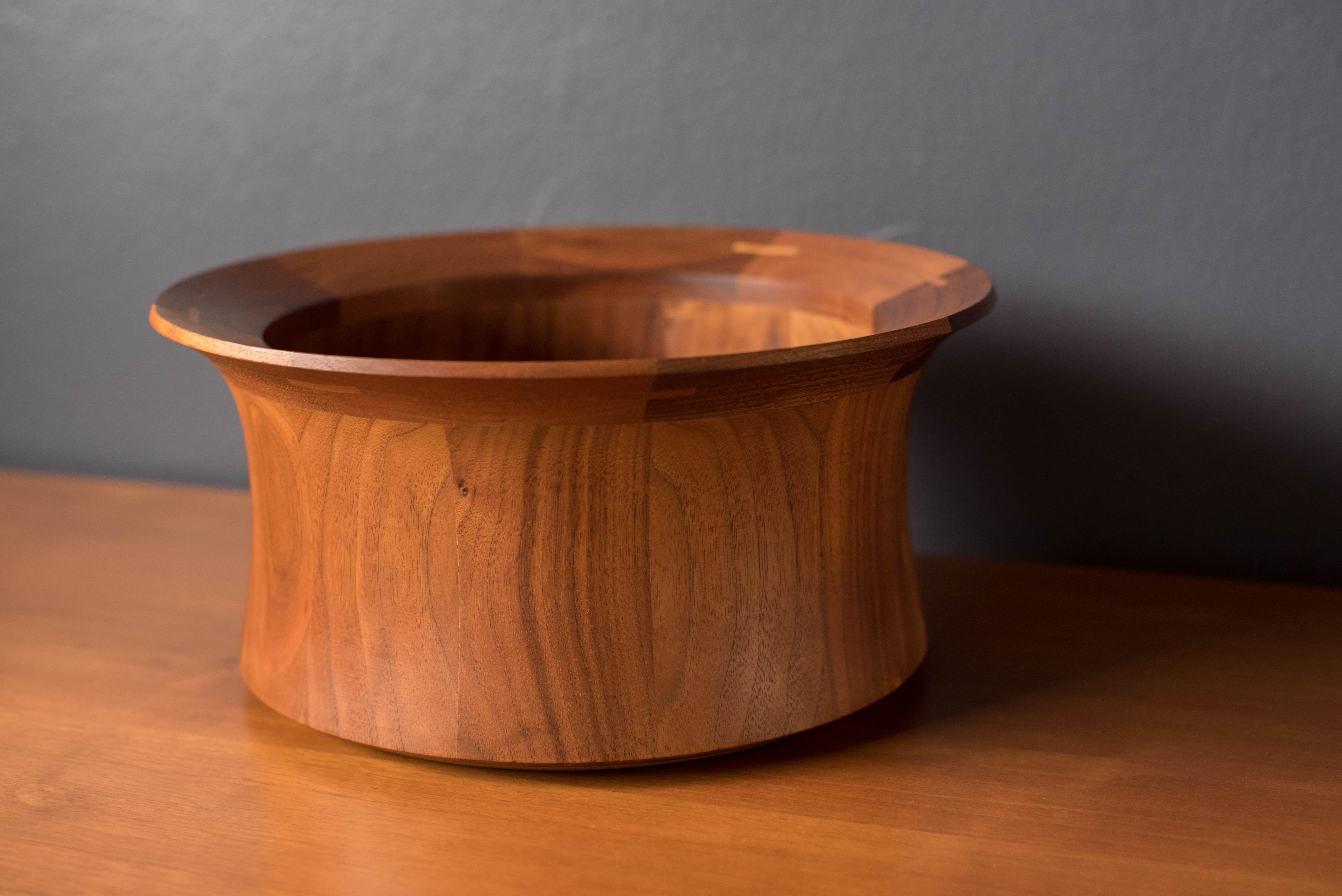 American Mid Century Modern Sculptural Walnut Decorative Serving Bowl For Sale
