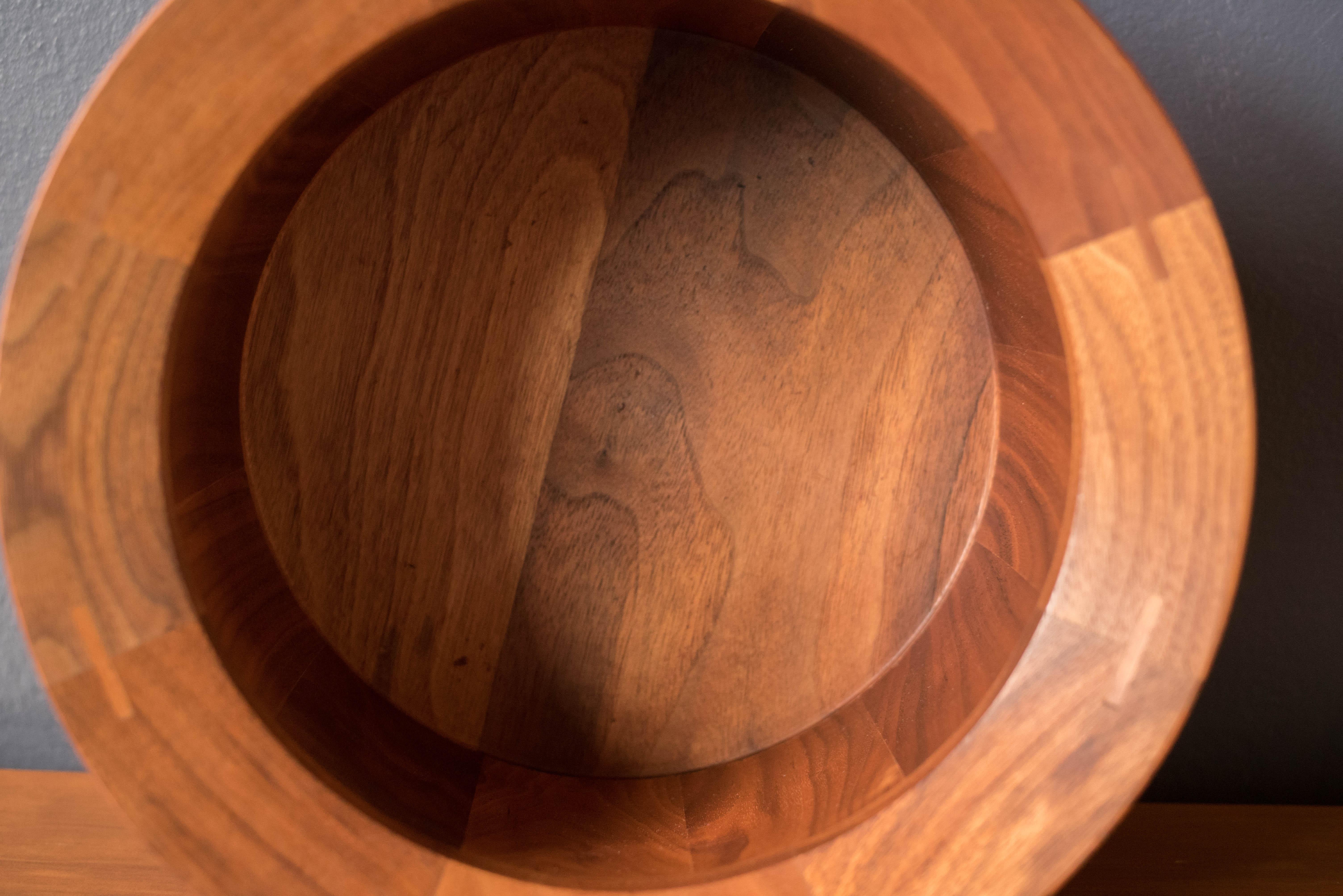 Mid Century Modern Sculptural Walnut Decorative Serving Bowl For Sale 2