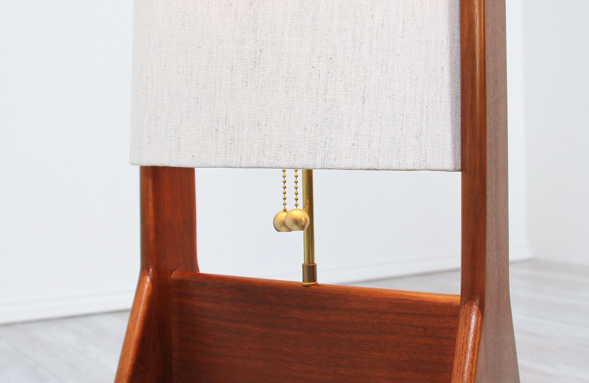 Brass Mid-Century Modern Sculptural Walnut Floor Lamp