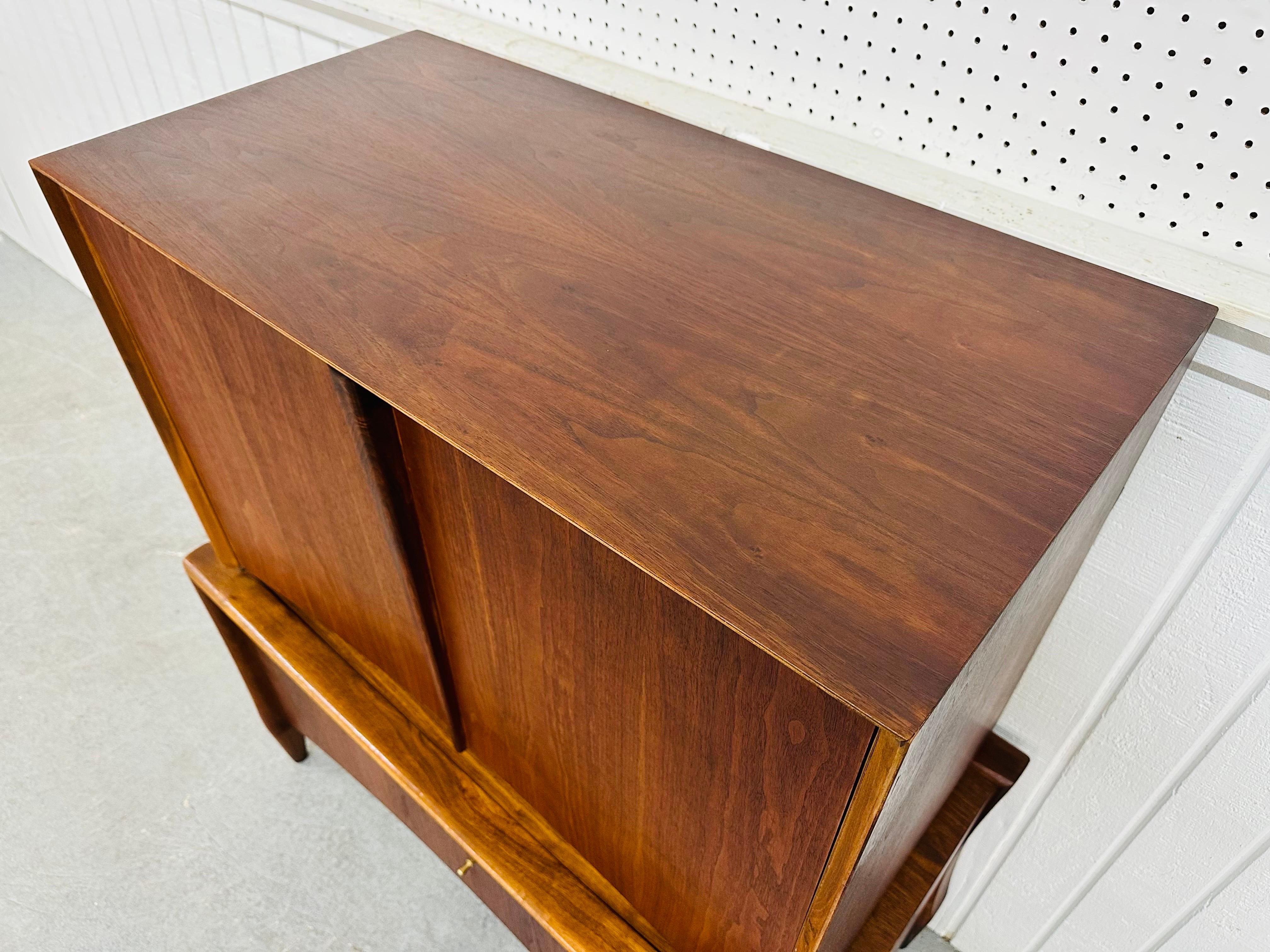 Brass Mid-Century Modern Sculptural Walnut Gentlemen’s Chest For Sale