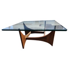 Mid-Century Modern Sculptural Walnut & Glass Cocktail Table by Adrian Pearsall