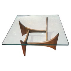 Mid-Century Modern Sculptural Walnut & Glass Cocktail Table by Adrian Pearsall