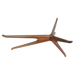 Tavolo da cocktail scultoreo in legno di noce e vetro di Vladimir Kagan, metà del secolo scorso
