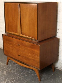 Mid-Century Modern Sculptural Walnut Highboy Dresser