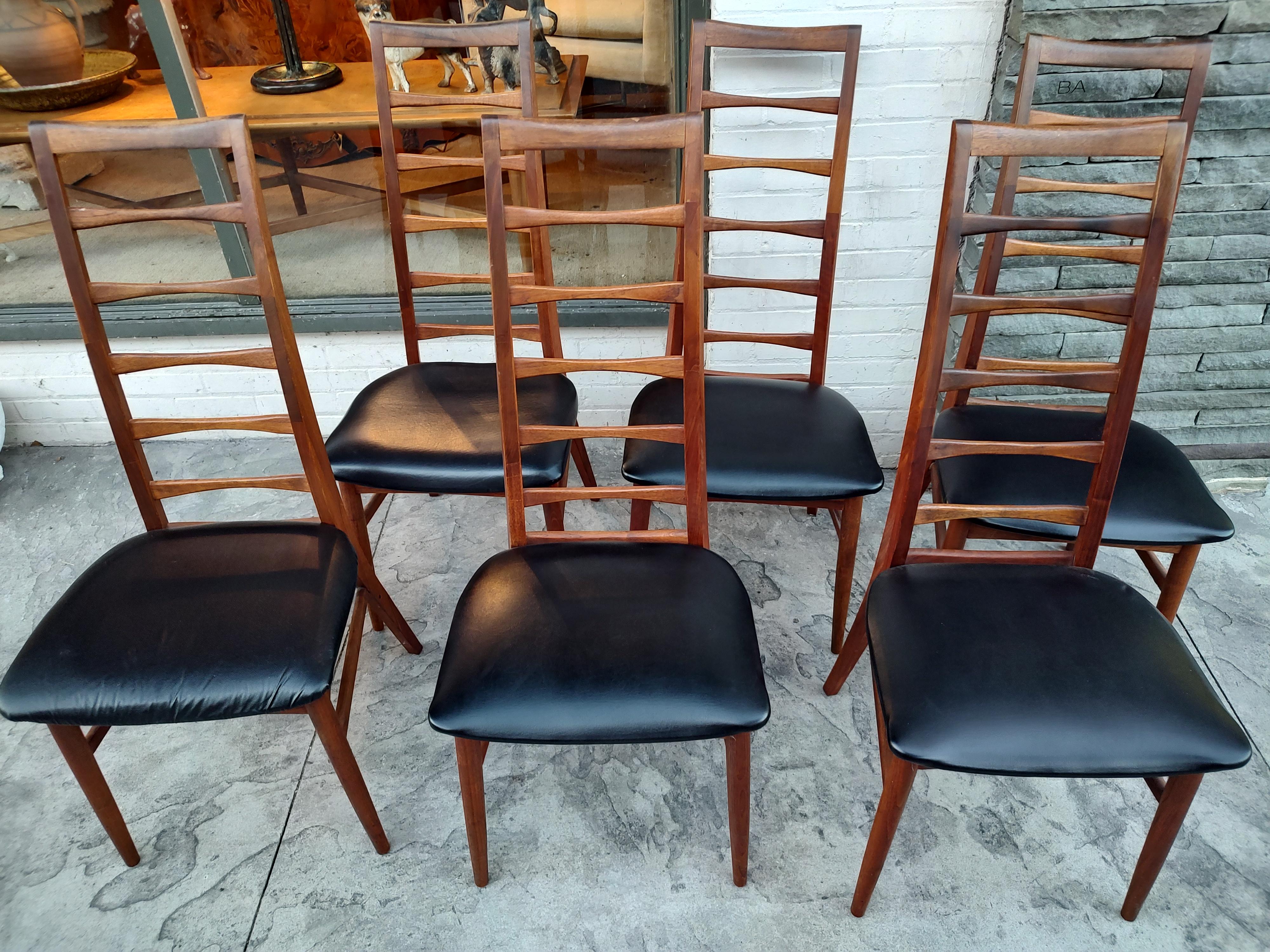 Mid-Century Modern Sculptural Walnut Ladder Back Chairs by Koefoeds Hornslet 3