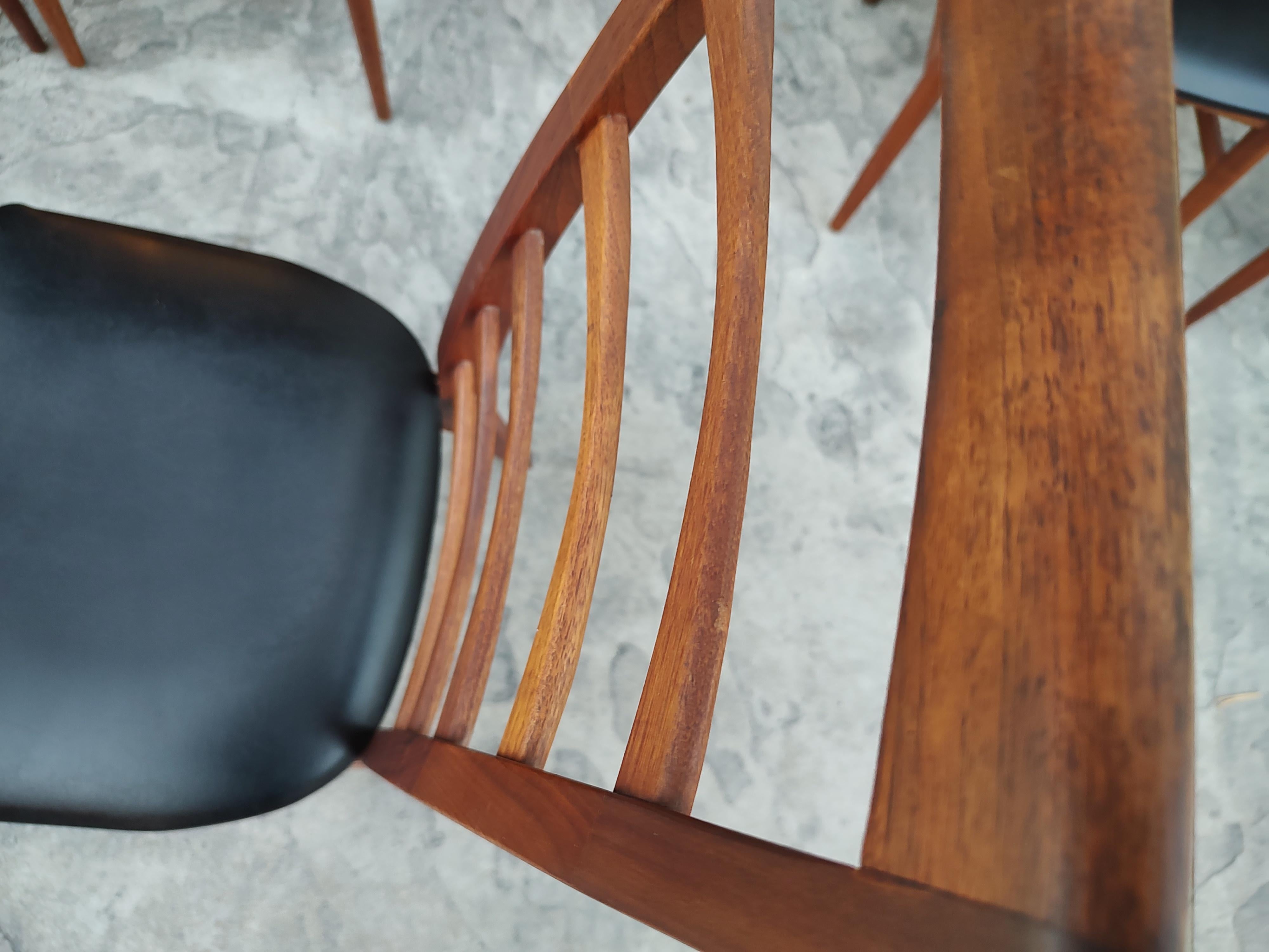 Scandinavian Modern Mid-Century Modern Sculptural Walnut Ladder Back Chairs by Koefoeds Hornslet