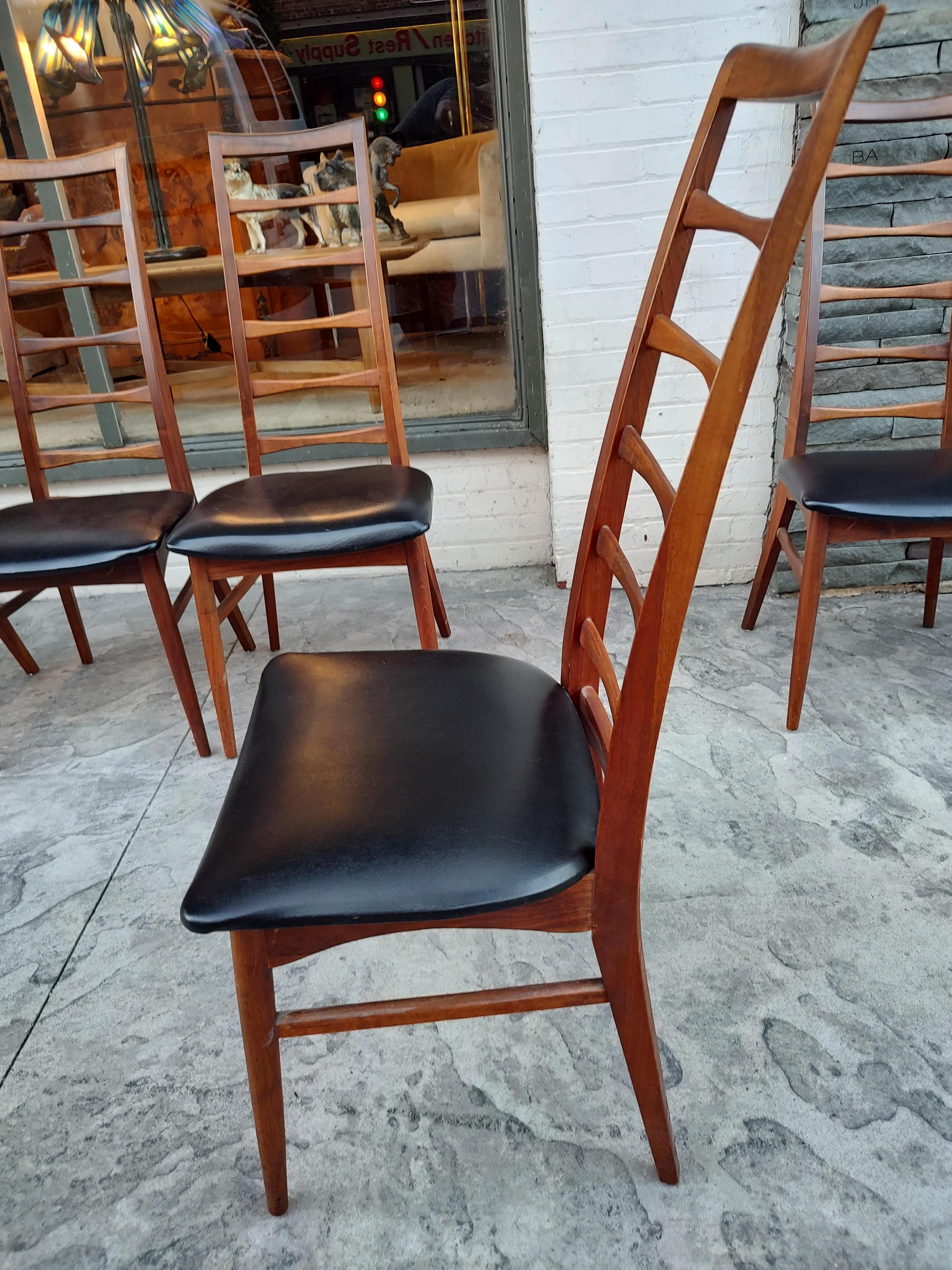 American Mid-Century Modern Sculptural Walnut Ladder Back Chairs by Koefoeds Hornslet