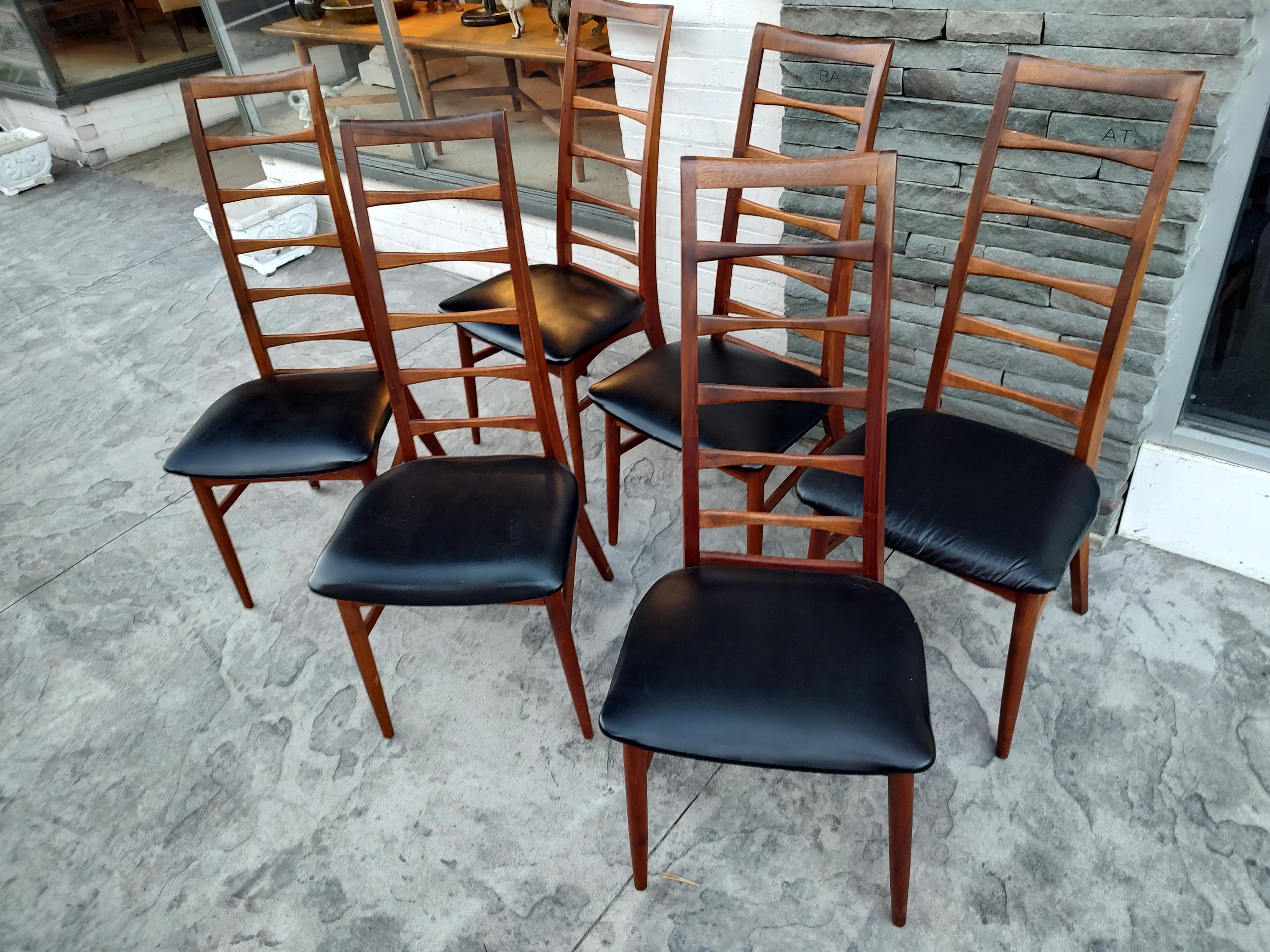 Mid-Century Modern Sculptural Walnut Ladder Back Chairs by Koefoeds Hornslet 1