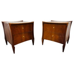 Mid-Century Modern Sculptural Walnut Nightstands - Set of 2