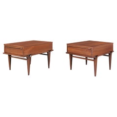 Mid-Century Modern Sculptural Walnut Side Tables/Nightstands