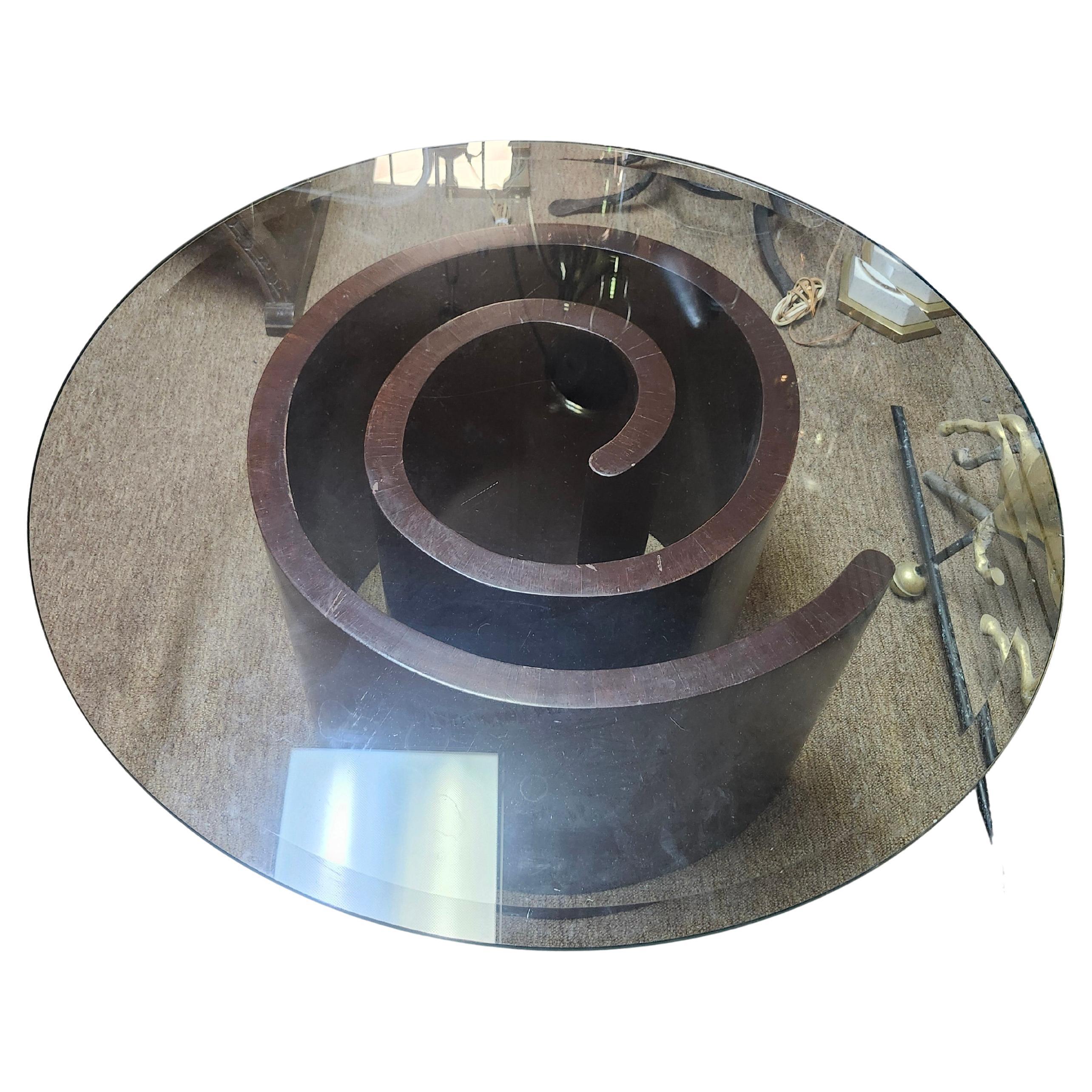 Glass Mid-Century Modern Sculptural Walnut Snail Cocktail Table by Vladimir Kagan 1970 For Sale
