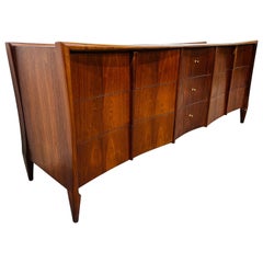Mid-Century Modern Sculptural Walnut Triple Dresser