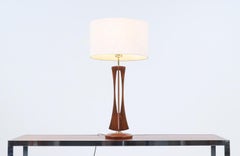 Mid-Century Modern Sculptural Walnut Wood Table Lamp
