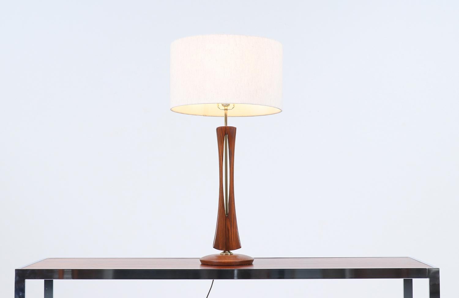 mid century modern wood lamp