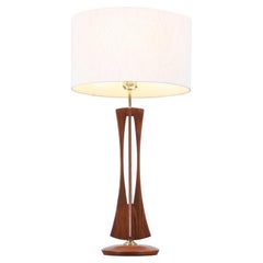Mid-Century Modern Sculptural Walnut Wood Table Lamp