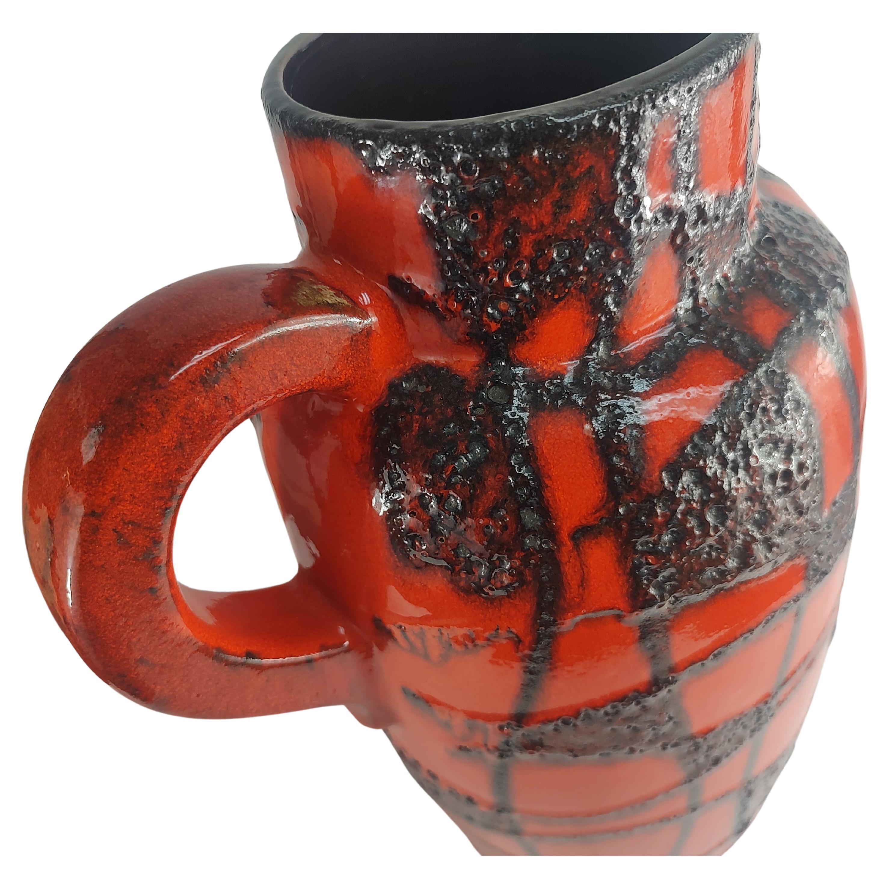 Jarrón alto escultórico de Alemania Occidental de mediados del siglo XX por Scheurich c1955 Glaseado en venta