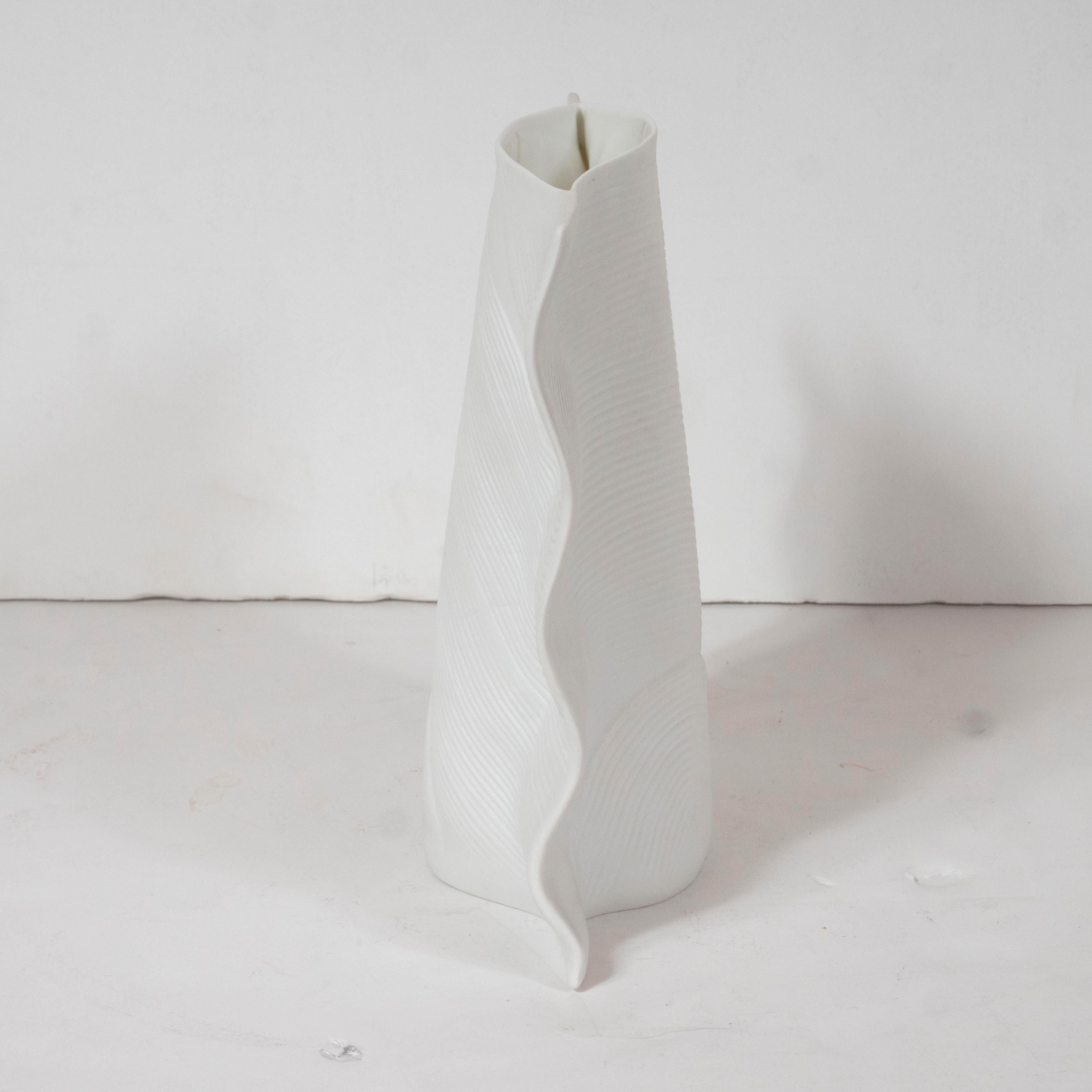 Mid-Century Modern Sculptural White Ceramic Vase by Johan van Loon for Rosenthal In Excellent Condition In New York, NY