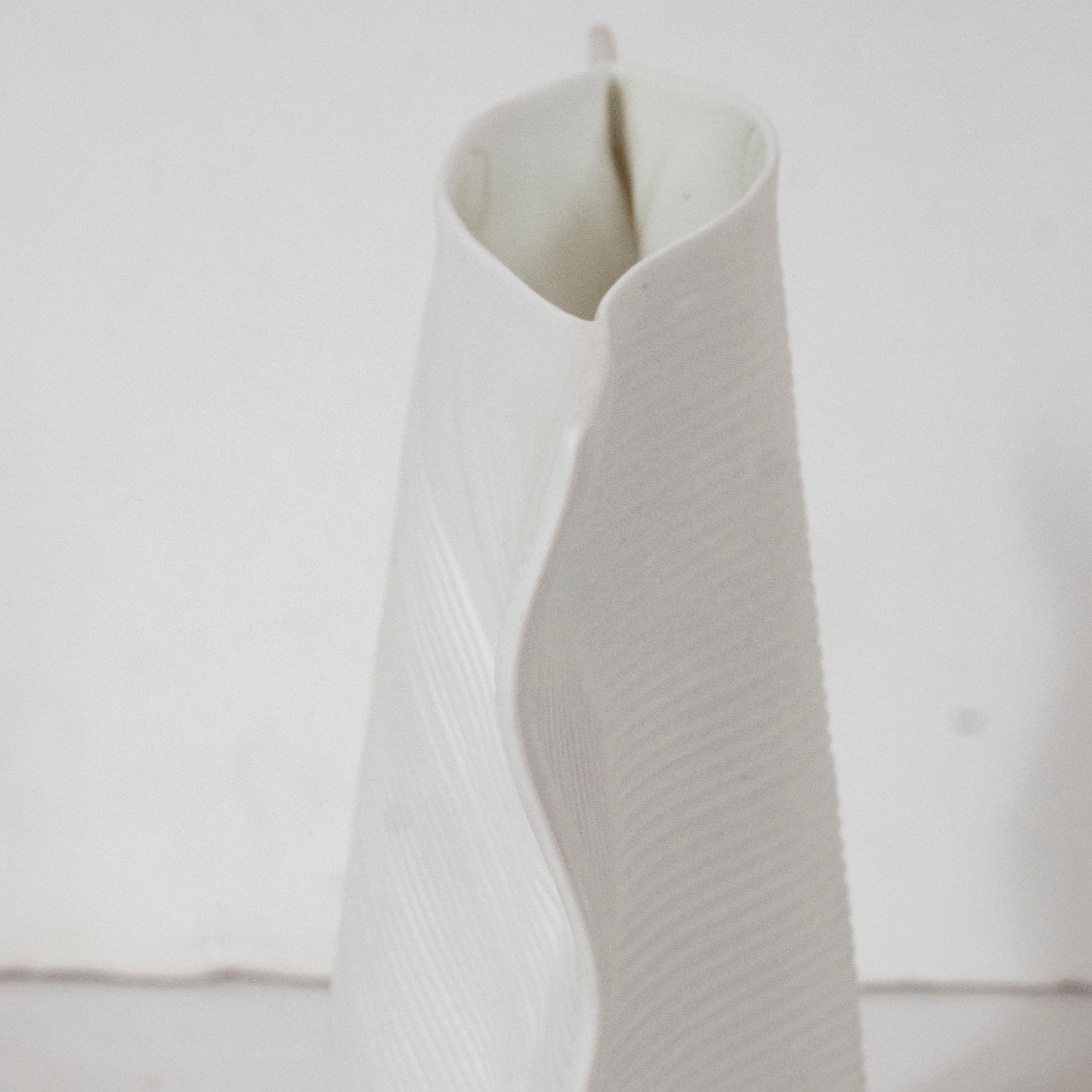Late 20th Century Mid-Century Modern Sculptural White Ceramic Vase by Johan van Loon for Rosenthal