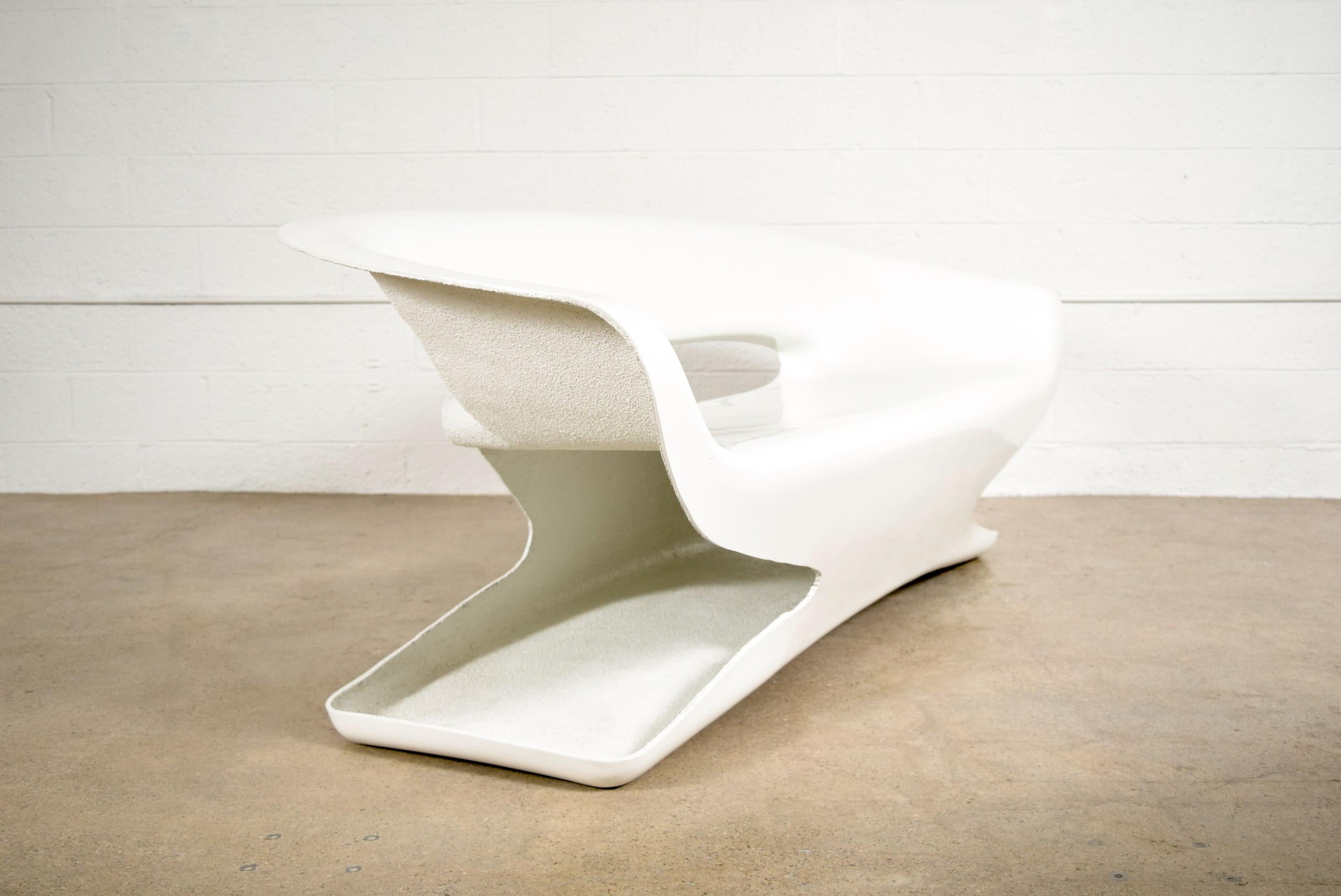 American 1970s Space Age Sculptural White Molded Fiberglass Sofa Couch
