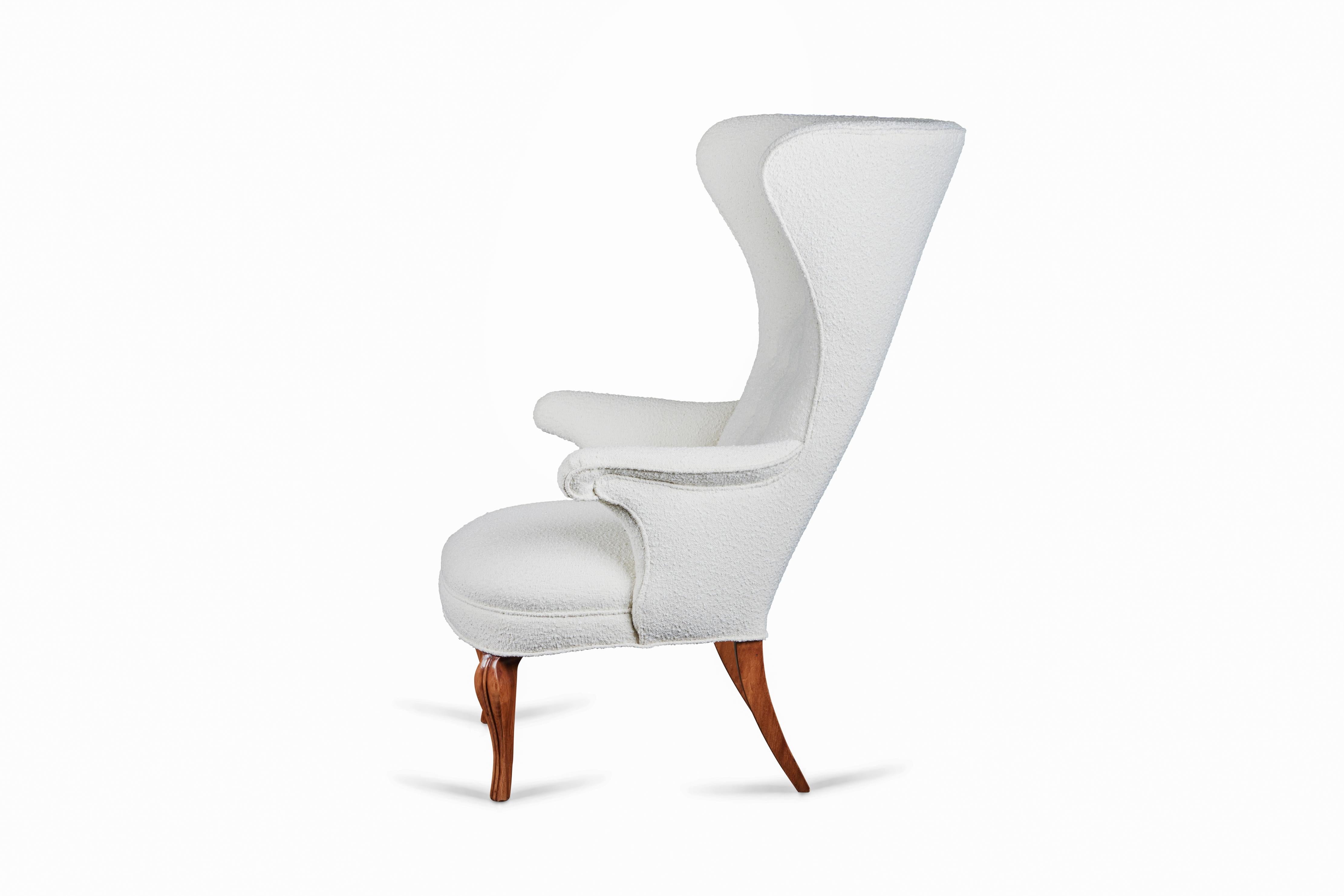 Danish Mid-Century Modern Sculptural Wing Chair For Sale