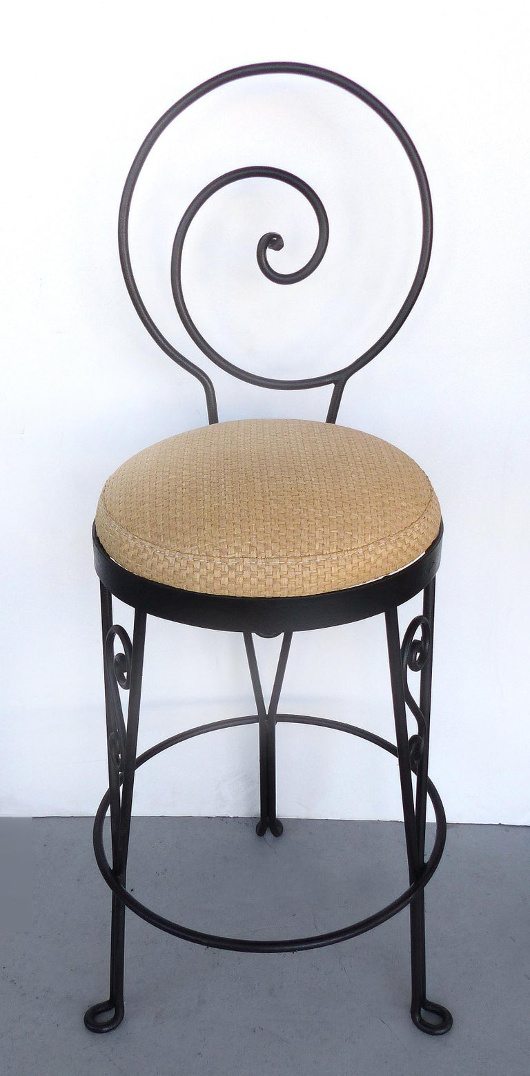 Mid-Century Modern Sculptural Wrought Iron Bar Stools For ...