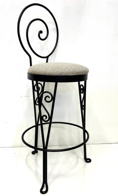 Mid-Century Modern Sculptural Wrought Iron Bar Stools, Set of 3