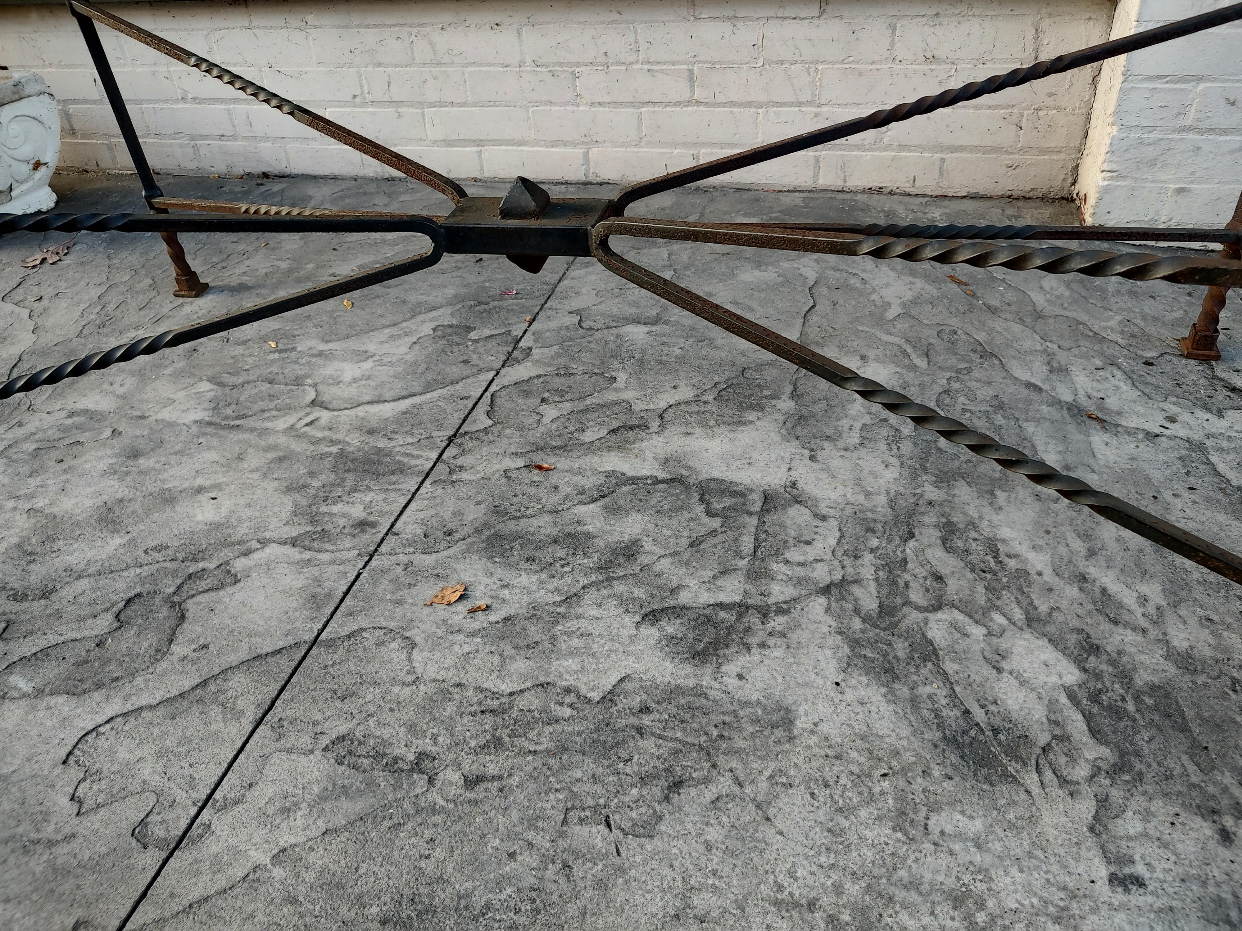 Mid-Century Modern Sculptural Hand Wrought Iron Table with Glass Top For Sale 6