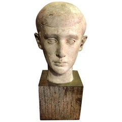 Mid-Century Modern Sculpture of Head Bust of Boy, 1945