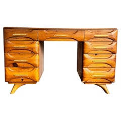Mid Century Modern Sculptured Pine Desk by Franklin Shockey
