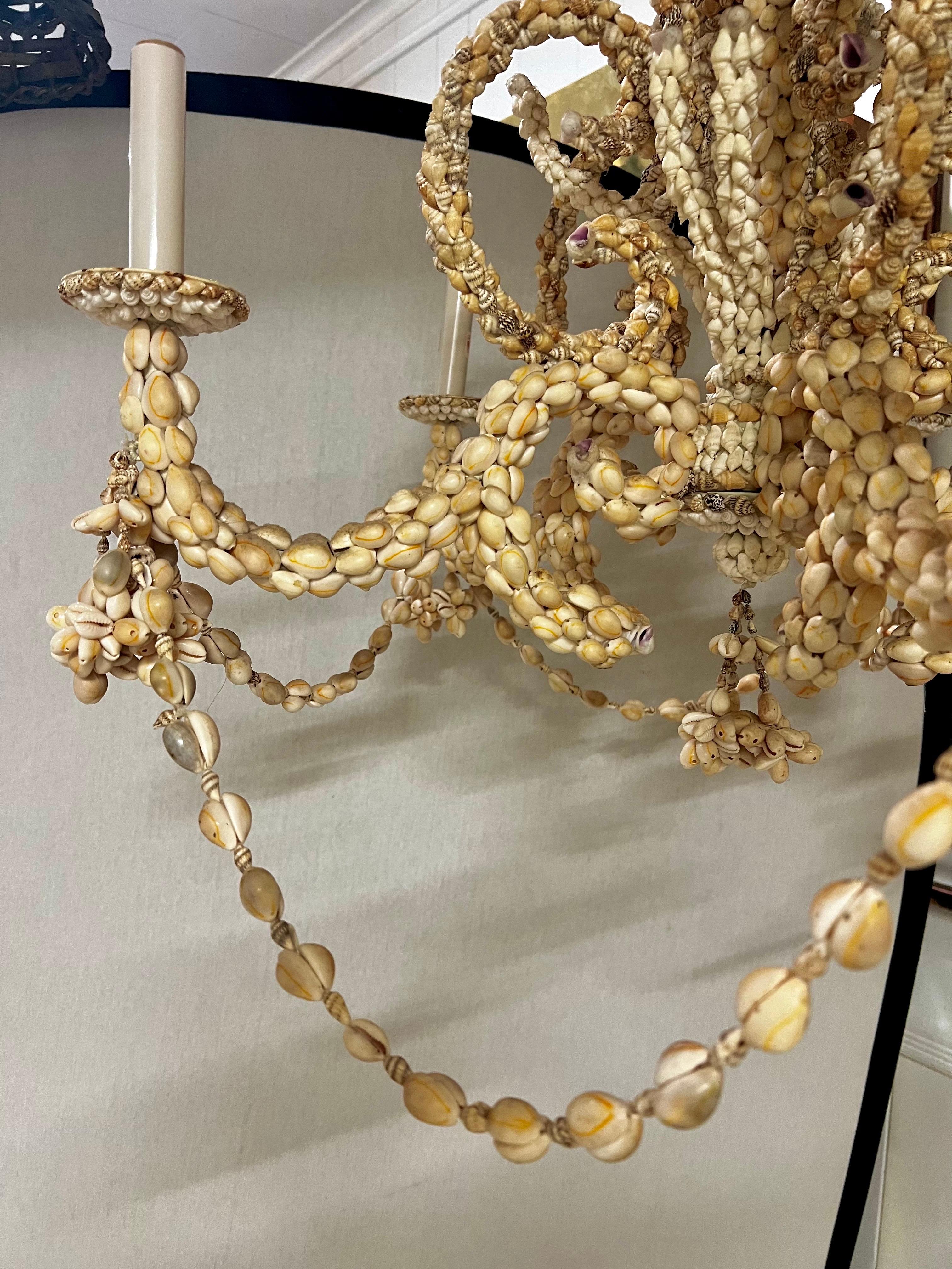 Mid-Century Modern Mid Century Modern Sea Shell 5 Light Chandelier Electrified Hamptons NY Estate For Sale