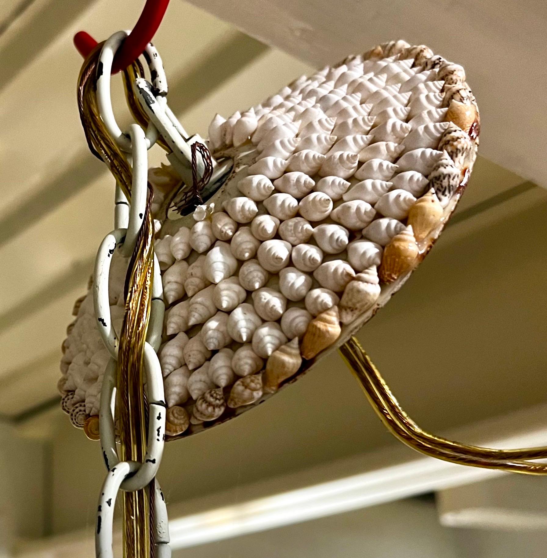 Mid Century Modern Sea Shell 5 Light Chandelier Electrified Hamptons NY Estate For Sale 1