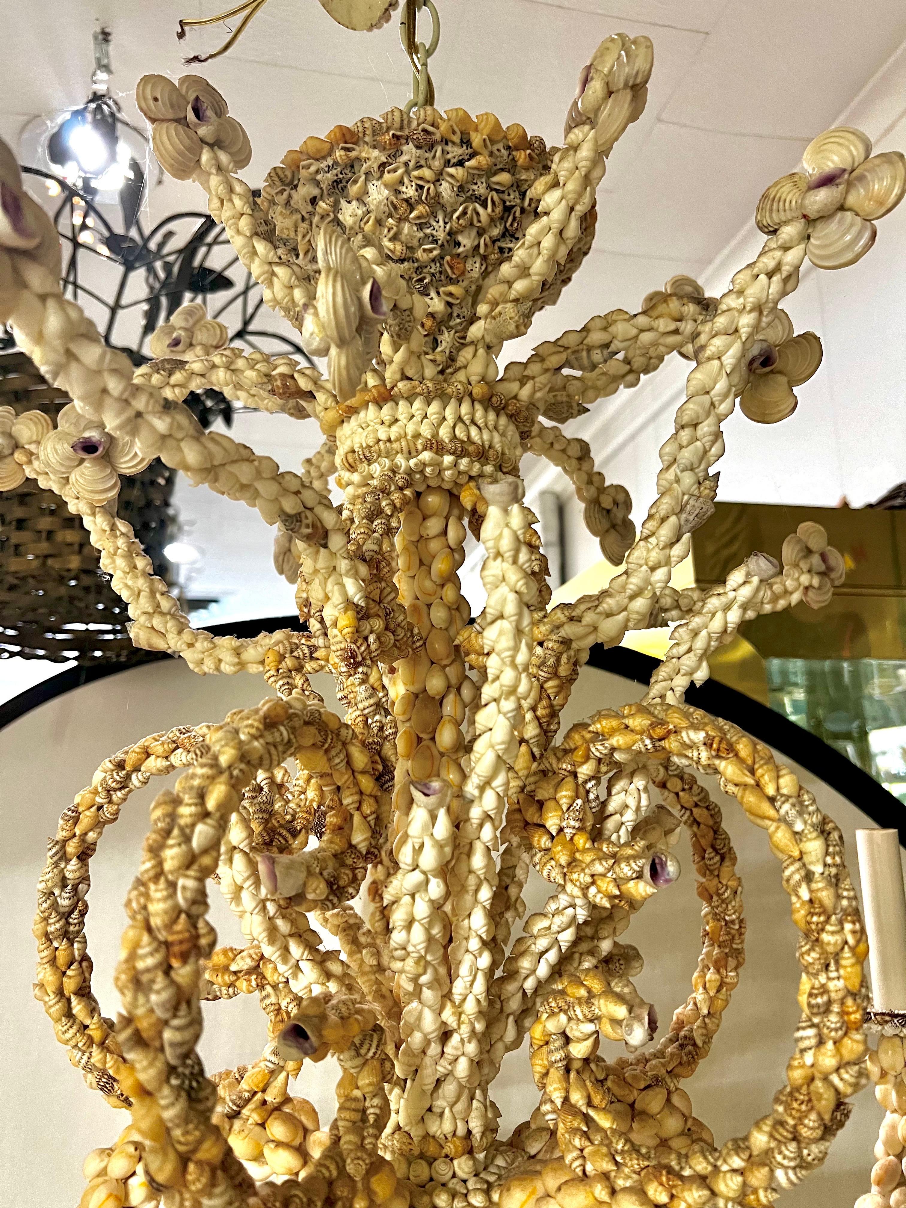 Mid Century Modern Sea Shell 5 Light Chandelier Electrified Hamptons NY Estate For Sale 2