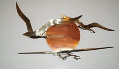 Mid Century Modern Seagull Bird Wall Art Sculpture in Flight Attributed C. Jere