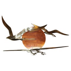Mid Century Modern Seagull Bird Wall Art Sculpture in Flight Attributed C. Jere