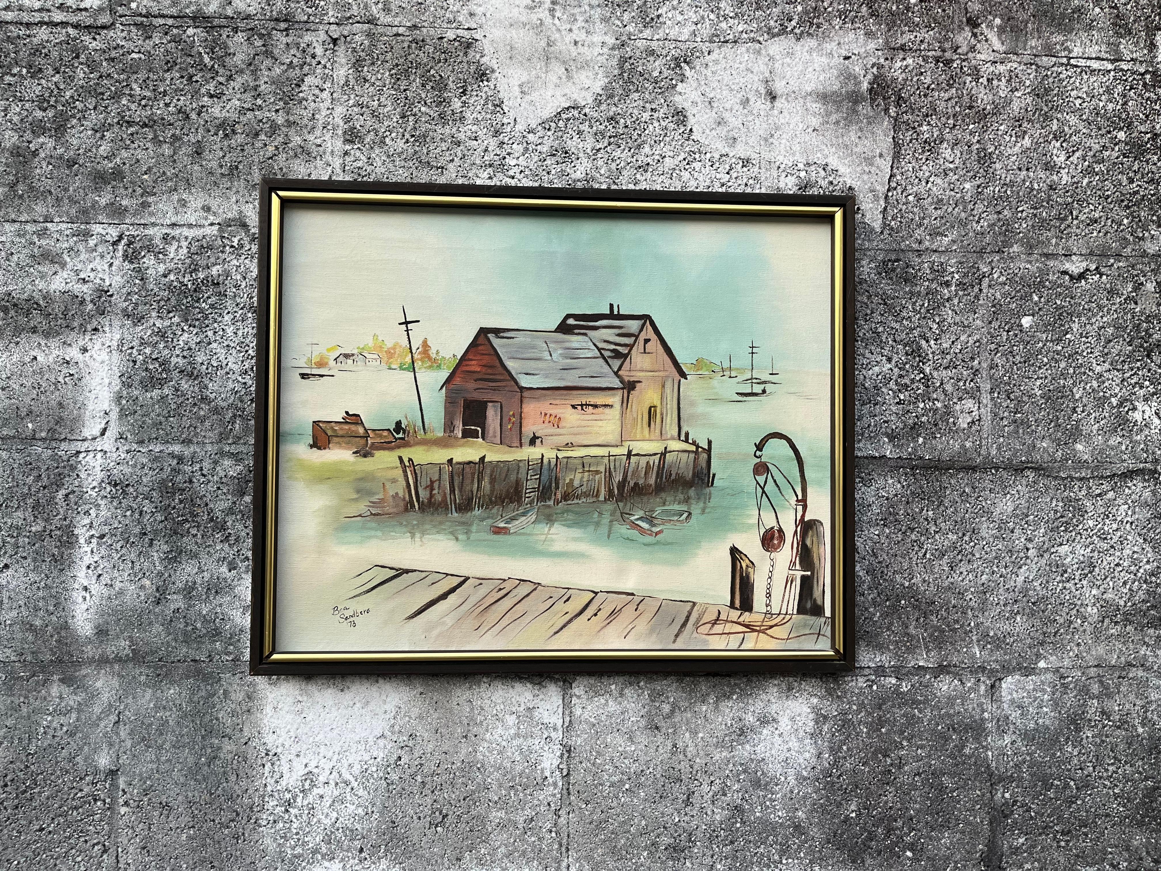 Mid-Century Modern Seascape Ölgemälde gerahmt und signiert vom Künstler. im Angebot 3