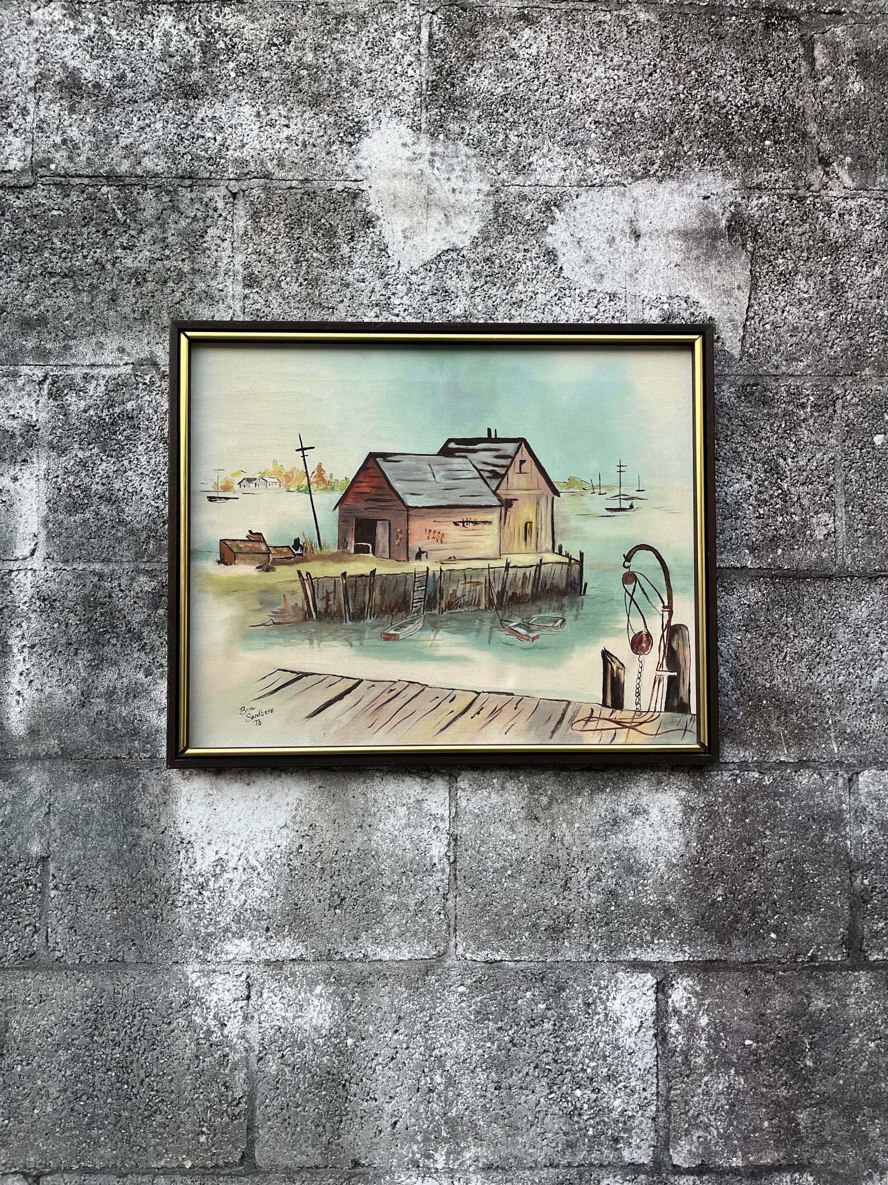 Mid-Century Modern Seascape Ölgemälde gerahmt und signiert vom Künstler. im Angebot 4