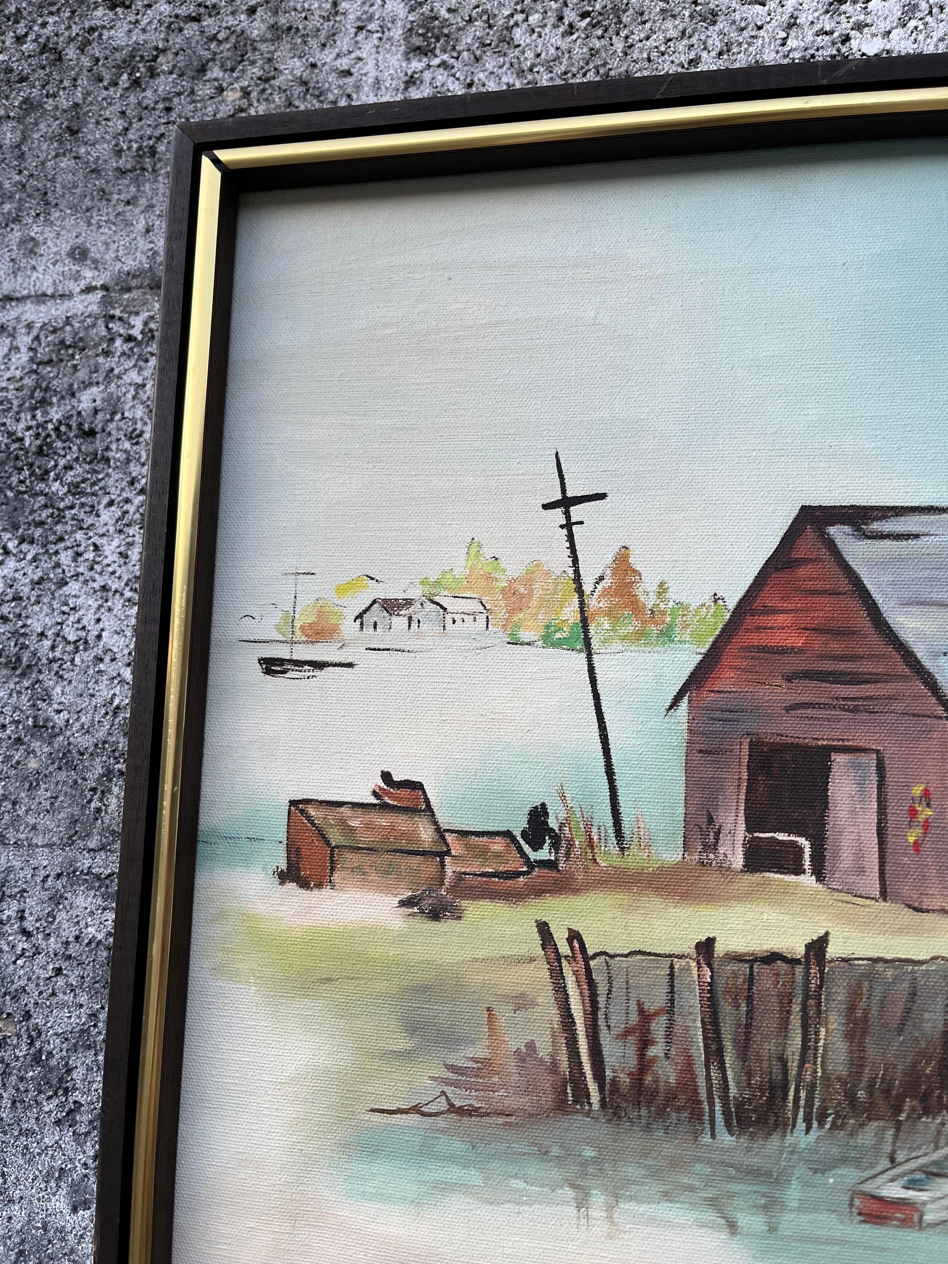 Mid-Century Modern Seascape Ölgemälde gerahmt und signiert vom Künstler. im Angebot 1