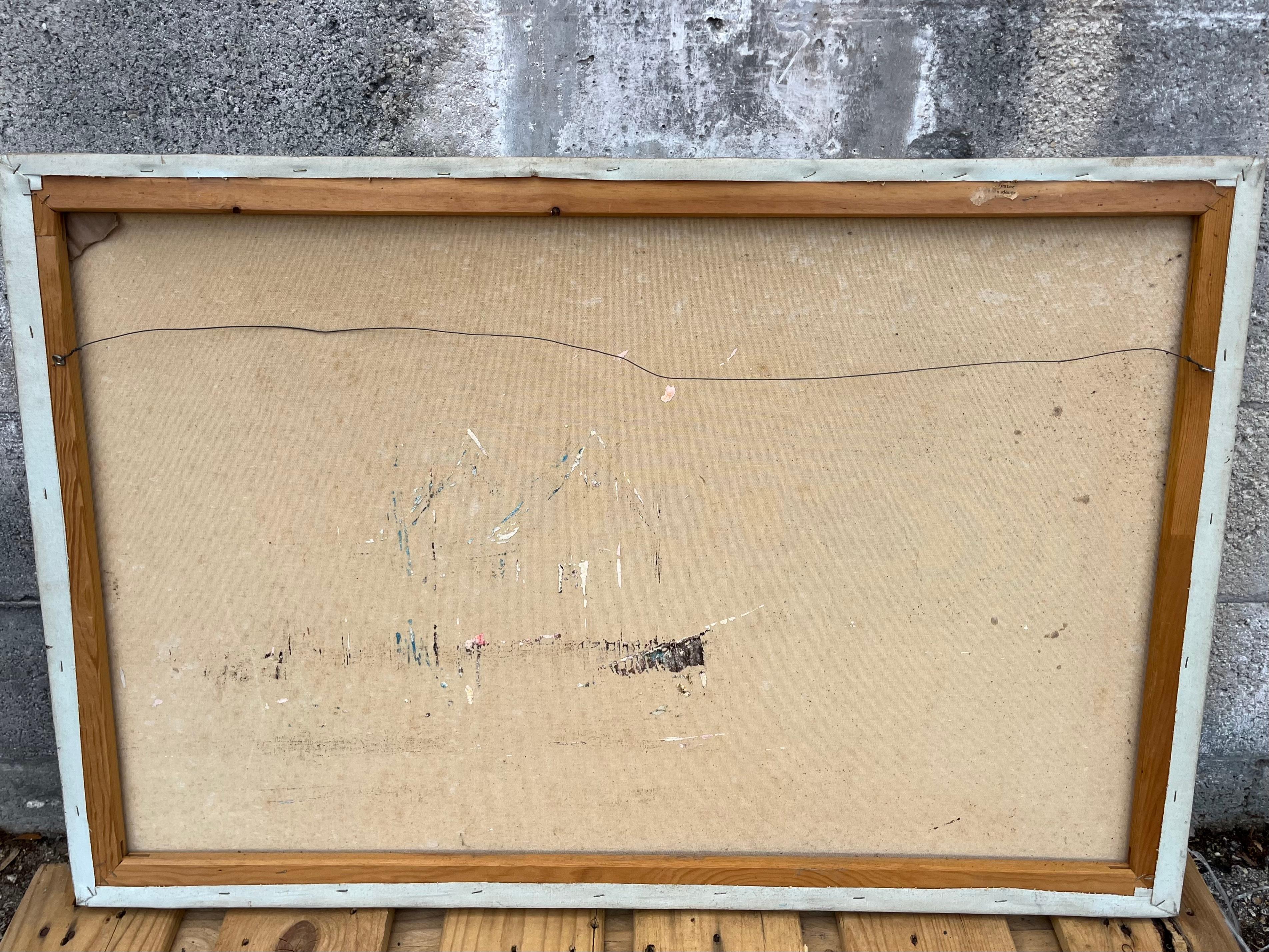 Mid Century Modern Seascape Oil Painting Signed by the Artist. C 1950s For Sale 7