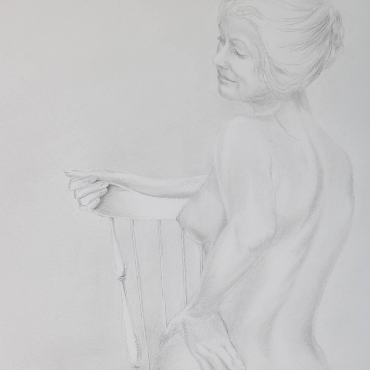 Mid-Century Modern graphite drawing by David Hanna (United States, 1941 - 1981) depicts portrait of seated nude female, pencil signed lower right David Hanna, framed and matted, circa 1970

***DELIVERY NOTICE – Due to COVID-19 we are employing