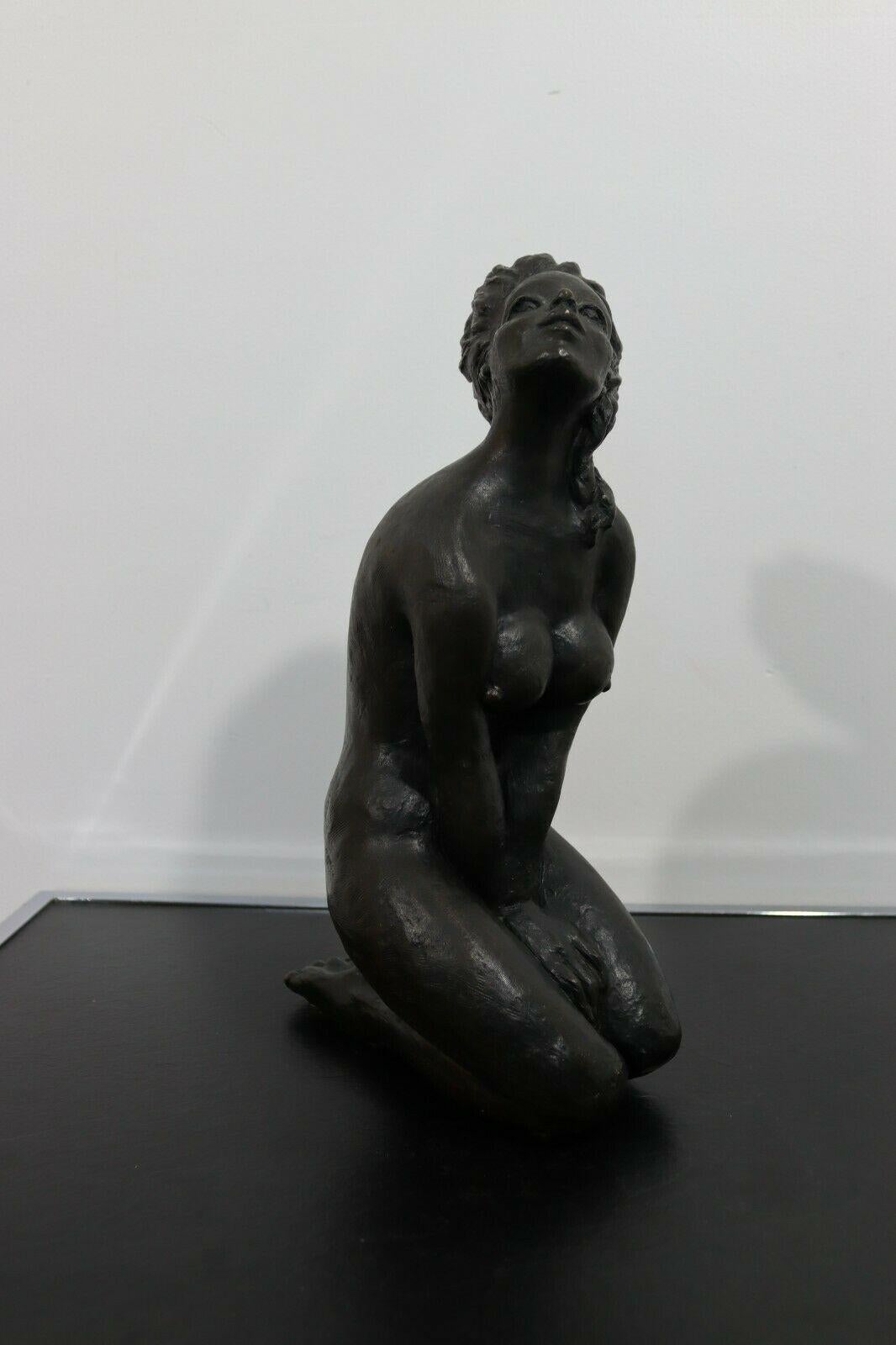 Mid-20th Century Mid-Century Modern Seated Woman Figure Modern Bronze Sculpture Betty Jacob, 1968 For Sale