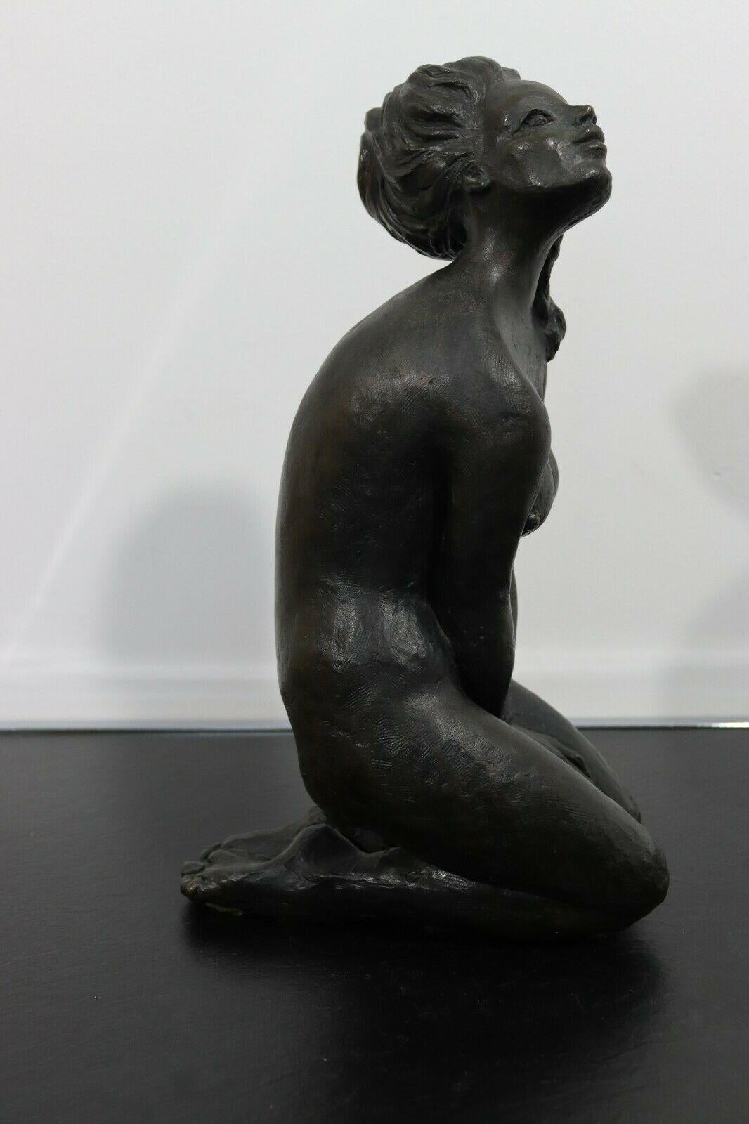 Mid-Century Modern Seated Woman Figure Modern Bronze Sculpture Betty Jacob, 1968 For Sale 2