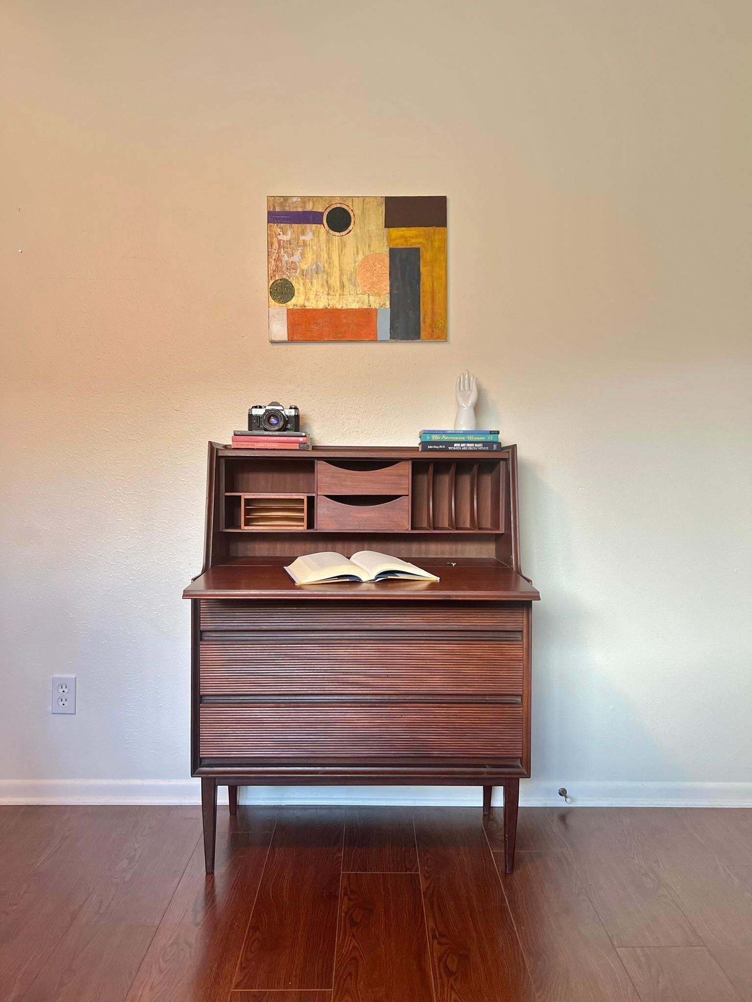 Mid-Century Modern Secretary Desk by Richard Hornby, Made of Afromosia Teak  In Good Condition In Houston, TX