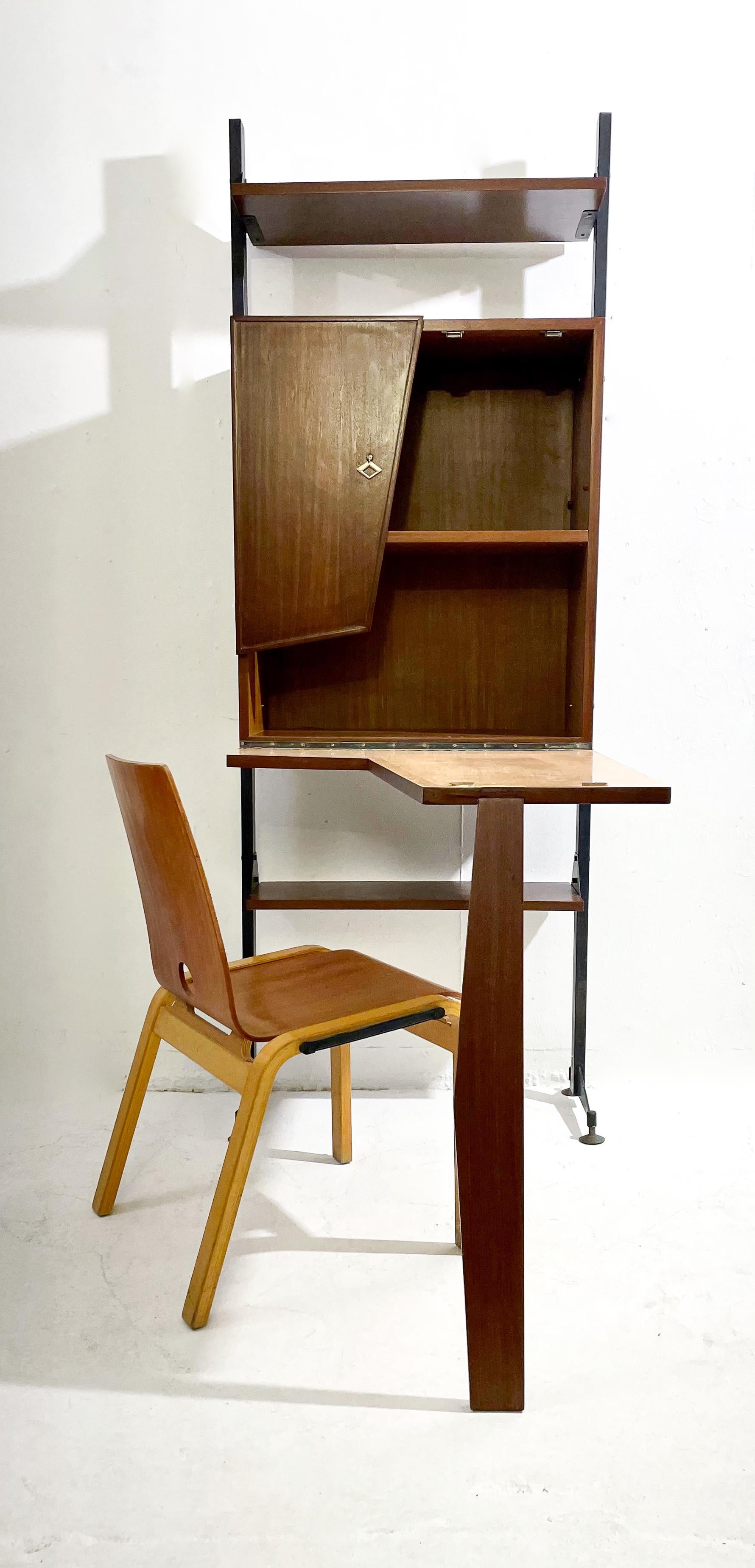 Wood Mid-Century Modern Secretary/ Desk, Italy, 1950s