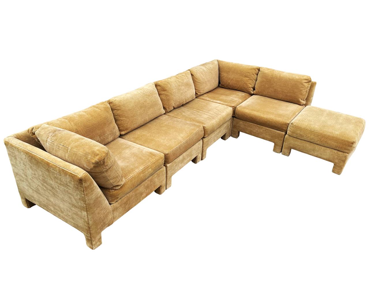 Late 20th Century Mid-Century Modern Sectional or Modular Parsons Sofa Set by Selig with Ottoman