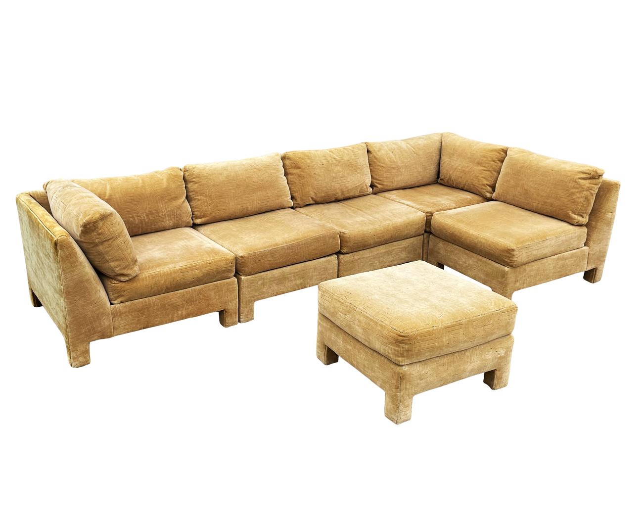 Mid-Century Modern Sectional or Modular Parsons Sofa Set by Selig with Ottoman 1