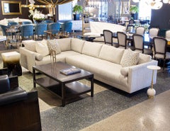 Divano componibile moderno di metà secolo in lino strutturato