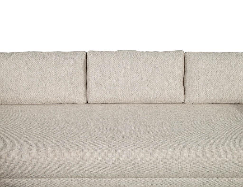 Mid-Century Modern Sectional Sofa in Textured Linen For Sale 14