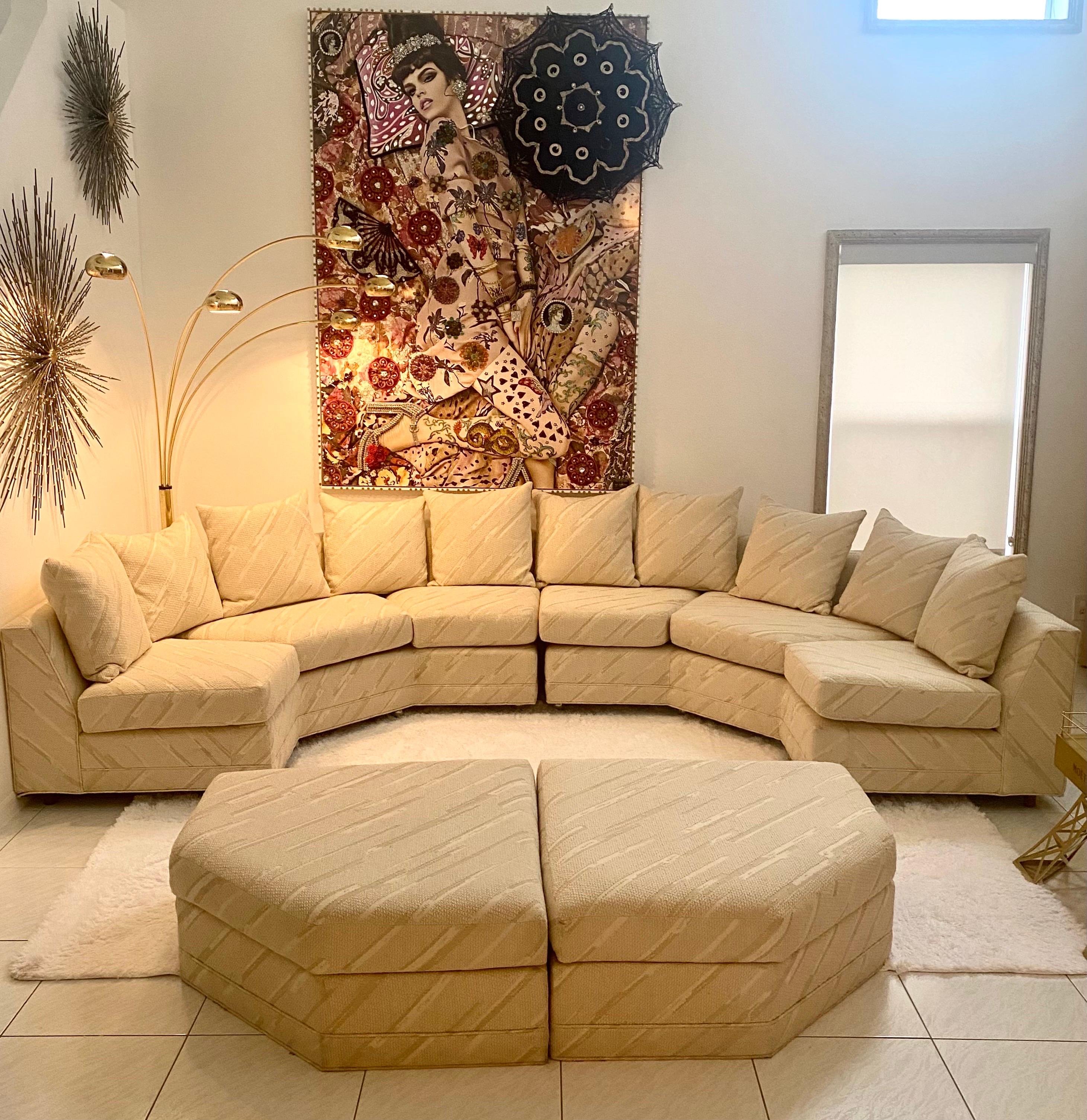 Mid-Century Modern Sectional Sofa Set with Matching Ottomans and Pillows For Sale 8