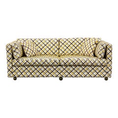 Mid-Century Modern Seemay Large Loveseat Baughman Style Vinyl with Top Stich